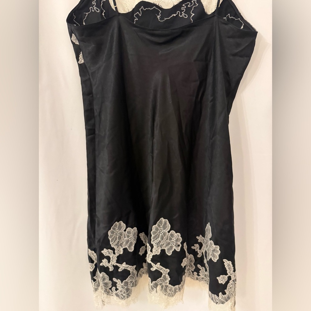 Victoria’s Secret VS Black Satin Lace Slip Dress Y2K Coquette Lingerie Mini - Picture 9 of 15